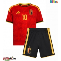 Camiseta Bélgica Leandro Trossard #10 Primera Equipación para niños Mundial 2026 manga corta (+ pantalones cortos)